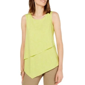 ALFANI Women's Green Mayan Circle Printed Asymmetrical Blouse Shirt Top XL TEDO - Picture 1 of 2