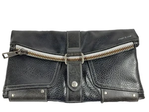 Matt & Nat Folding Vegan Leather Clutch Pockets Zipper Black Purse - Foto 1 di 13