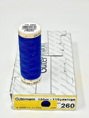 Lot of 6 Gutermann Sew-All Polyester Thread 110 Yd Royal Blue #260 NEW - Image 1 of 2