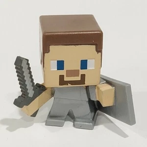 Minecraft Mini-Figures 1" Steve in Iron Armor Shield Mini Action Figure Mojang - Picture 1 of 3
