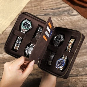 Scatola portaoggetti 4 orologi vera pelle organizer + slot passaporto 4 slot carte - Foto 1 di 7