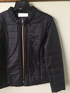 T Tahari Women's Lightweight Quilted Jacket w/Feminine Ruching at Neck Black XL - Picture 1 of 11
