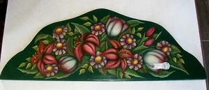 VTG Hand Decorative Painted Door Topper 2 Sided Winter & Floral Interchangeable - Picture 1 of 2