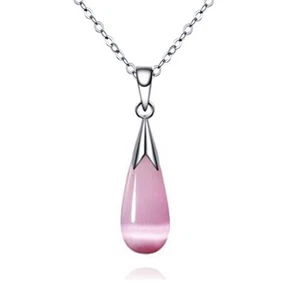Jewelry Set 14k White Gold Plated Water Drop Stone Pendant Necklace Earrings - Bild 1 von 34