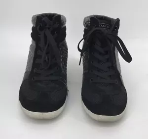 COACH Wedge Sneakers Naples Metallic Black Hi-Top Shoes Women’s Size 8 - Picture 1 of 6
