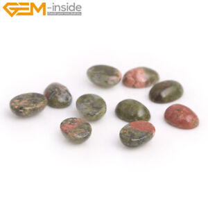 Pendant CAB Cabochon Green Unakite Beads Natural Stone For Jewelry Making 5Pcs