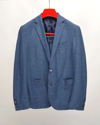 Men's HACKETT Blue Textured Knit Cotton 2Btn Blazer IT 52R / UK,US 42R VGC - Image 1 of 4