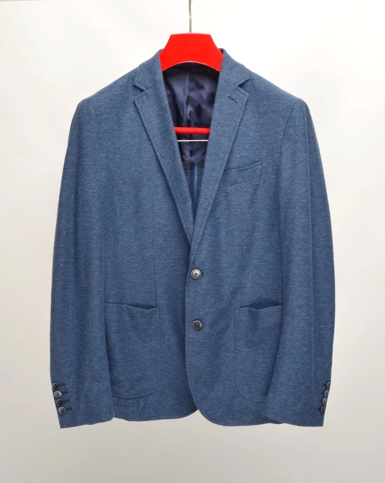 Men's HACKETT Blue Textured Knit Cotton 2Btn Blazer IT 52R / UK,US 42R VGC - Image 1 of 4