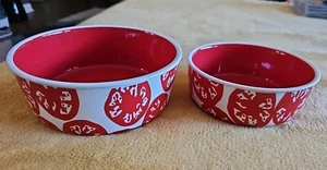 Set fette di pomodoro rosso e bianco cassette e botte ceramica 7,25" e 5,75" - Foto 1 di 14