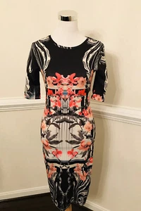 Topshop Women’s US Sz 6 UK Sz 10 EUR Sz 38 Floral Body con Dress Stretch - Picture 1 of 8