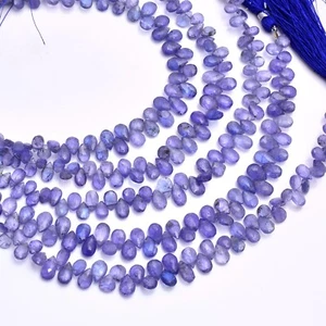 Natural Tanzanite Faceted Pear Shape Beads AAA Tanzanite Pear Briolettes Beads - Picture 1 of 4