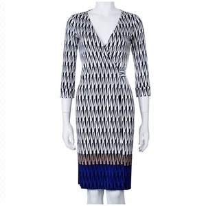 DIANE VON FURSTENBERG Women’s Printed Silk Jersey Wrap Dress NEW JULIAN TWO Sz 4 - Picture 1 of 14