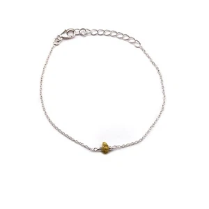 Roh Diamant Armband Edelsteinarmband gefaßt in 925 Silber Gelb 17 bis 20,5 cm - Picture 1 of 3