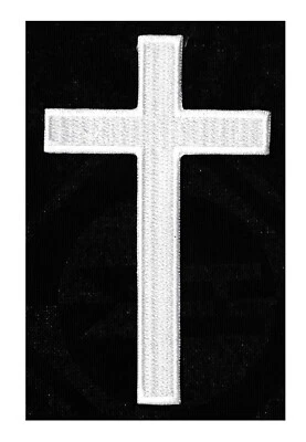 Patche écusson croix chrétienne blanche thermocollant patch NagaPatches brodé