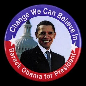 2008 "Change We Can Believe In" 3" Barack Obama For President Pinback Button - Picture 1 of 1