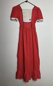 Vintage Prairie Dress Girl's 14 Red White Polka Dot Short Sleeve Ruffled Modest - Picture 1 of 11