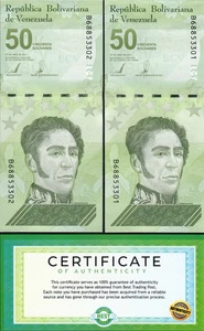 Venezuela 50 Bolivar Digitales 2021 P-118 UNC - 2 Units NEW COA USA SELLER - Picture 1 of 2