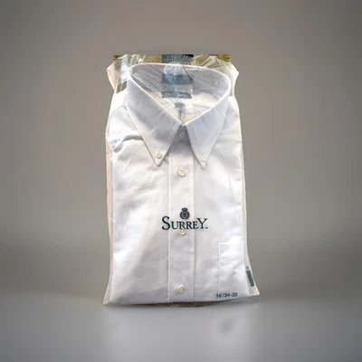 Camisa de vestir Surrey blanca de mezcla de algodón con cuello en punta con botones para hombre 16-34/35 Foto 1 de 4