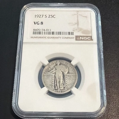 1927-S Standing Liberty Quarter - LOW MINTAGE / KEY DATE - NGC VG8 - Image 1 of 4