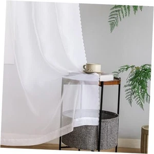 Window Curtains White Sheer Curtains 108 Inches Long 2 40"Wx108"L White-voile - Picture 1 of 8