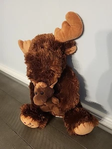 Wishpets I Love Moose Hugs Plush Momma & Baby Brown Stuffed Animal 2011 Toy - Picture 1 of 9