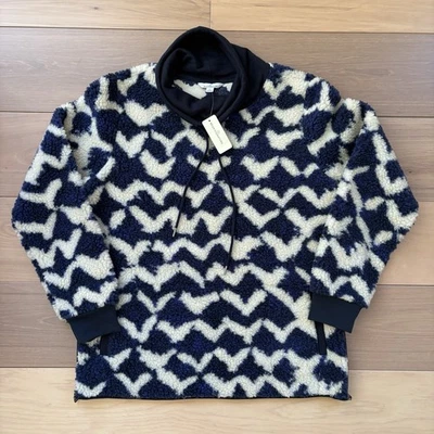 LL Bean Signature Sherpa Fleece Pullover Jacket Women’s Large Geometric Cozy NWT - Image 1 of 4