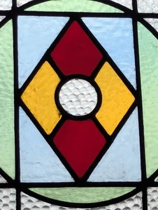 RENOVATED: Vivid English 1920's Stained Glass Window Panel 36.5 x 46 cm - Picture 1 of 7