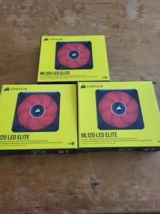 3× Corsair ML120 LED ELITE Red 120mm PWM Magnetic Levitation Fans with AirGuide - Picture 1 of 6
