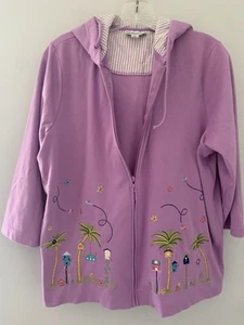 Breckenridge Lavendel Boho Festival Vögel Zipper Jacke mit Kapuze bestickt Gr. 1x - Bild 1 von 14