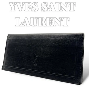 Yves Saint Laurent Leather Black Long Wallet 6769 Japan Import Rare - Picture 1 of 9