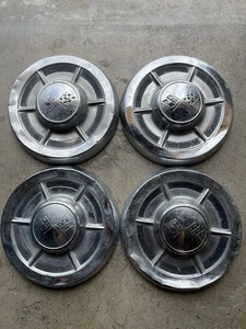 (4) Vintage OEM 1959-1962? Chevy Corvette C1 Chrome Poverty Dog Dish Hubcap - Picture 1 of 7