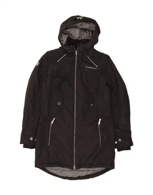 Kangaroos Damen grafischer Windbreaker Mantel mit Kapuze UK 14 Large schwarz CQ10 - Bild 1 von 3