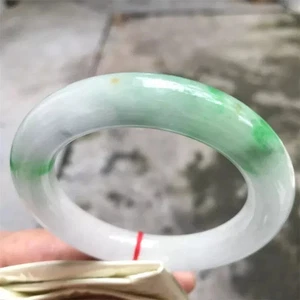 Brazalete pulseras brazalete jadeíta jade Myanmar verde hielo natural real 57MM - Imagen 1 de 10