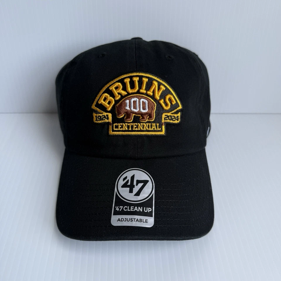 Boston Bruins ’47 Brand Trophy Centennial 100th Stretch Black Fit NHL Cap