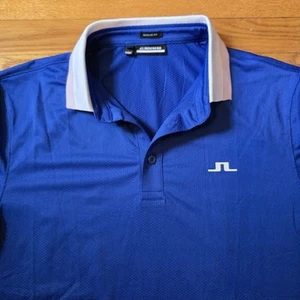 Camisa polo de golf J Lindeberg para hombre calce regular manga corta azul talla mediana - Imagen 1 de 9