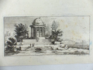 Original Grafik Kupferstich von J.C. Schrader Tempel mit Brücke - Picture 1 of 4
