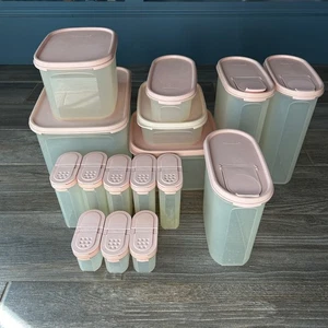 Juego de 8 piezas Tupperware Modular Mates rosa vintage incluye recipientes de especias - Imagen 1 de 2