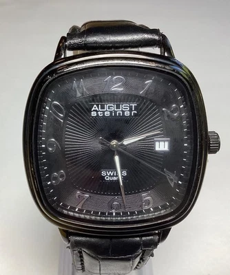 August Steiner AS8155BK Men's Swiss Black Date New Battery - Image 1 of 4