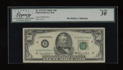 DBR 1969-C $50 FRN Cleveland Fr. 2117-D Legacy 30 Serial D09858784A - Image 1 of 2