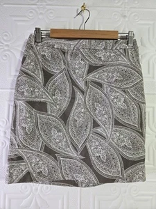 Banana Republic Women's Taupe Paisley Pattern Mini Skirt Size 2 - Picture 1 of 16