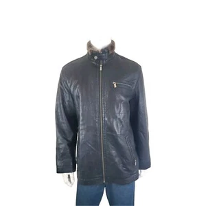 Reilly Olmes Men’s Black Lamb Leather Full Zip Bomber Jacket Coat Soft Size L - Picture 1 of 10