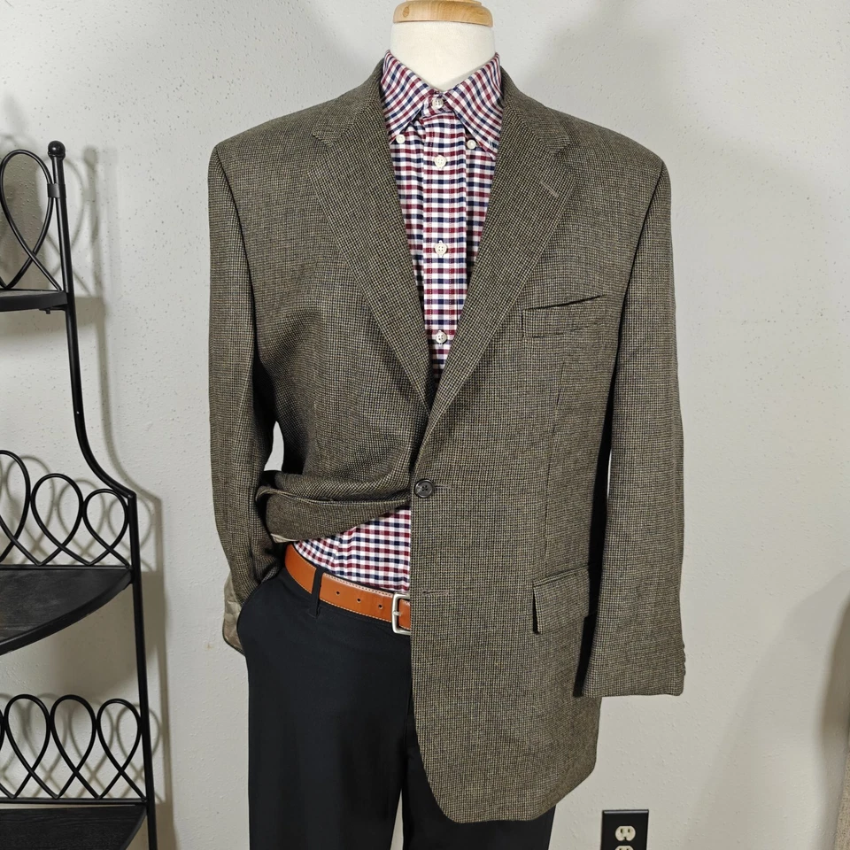 Blazer Lauren Ralph Lauren Masculino Casaco Esportivo de Tweed Dois Botões Marrom Lã de Cordeiro 44R - Imagem 1 de 4