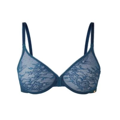 Gossard Glossies Lace Sheer Underwire Bra | 32A Teal Blue NEW 13001  - Image 1 of 4
