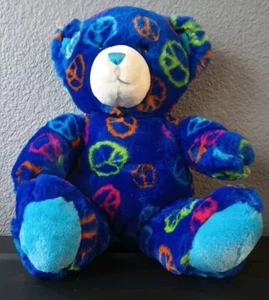 Peluche Build A Bear 2009 Royal Blue Peace Sign 15" I Love You Soun - Imagen 1 de 7
