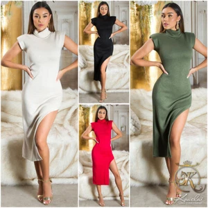 Koucla Strickkleid Midi-Kleid Rollkragen Strick Kleid Schlitz Milax-Fashion - Bild 1 von 31