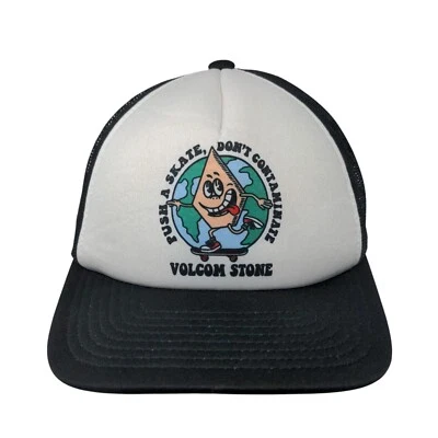 Push A Skate Don't Contaminate Volcom Stone Trucker Hat Black OSFA Adjustable - Image 1 of 4