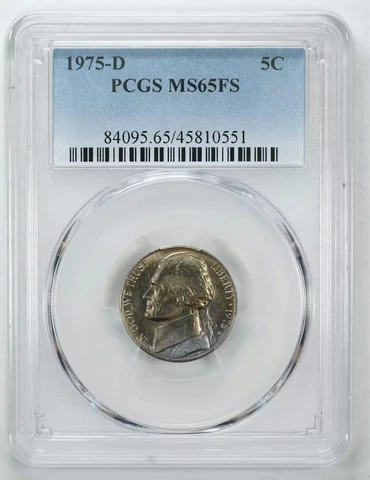 1975 D JEFFERSON NICKEL 5C PCGS MS 65 FS MINT STATE UNC - FULL STEPS (551) Cover