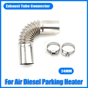 25mm Diesel Heater Exhaust Pipe Tube Elbow Connector & 2 Clamps Car Truck VAN @ - Foto 1 di 4