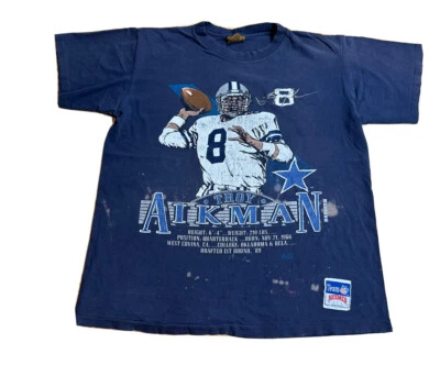 Camiseta De Colección Años 90 Nuez moscada Troy Aikman Dallas Cowboys Puntada Única Talla Mediana Foto 1 de 4