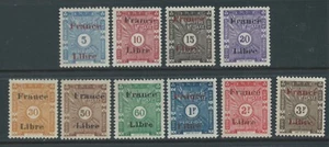 COSTA SOMALÍ FRANCESA 1943 SGD351/60 conjunto de 10 cuotas de franqueo montadas como nuevas gato £25 - Imagen 1 de 1